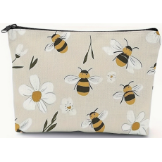 Cosmetic Bag with Bee/Daisy Print 22 x 14cm
